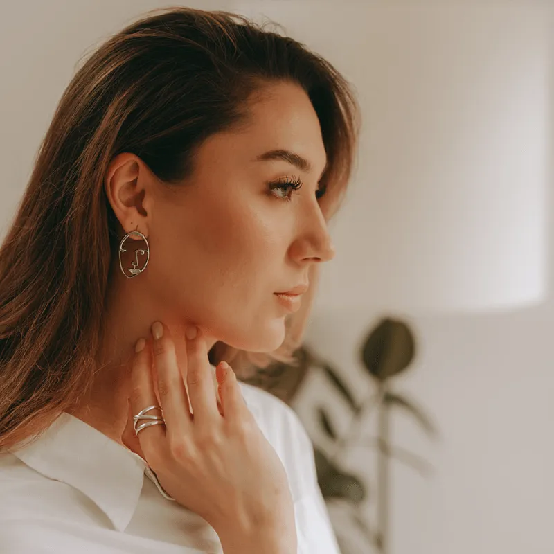 Funky Face Studs - Gold or Silver