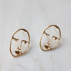 Funky Face Studs - Gold or Silver