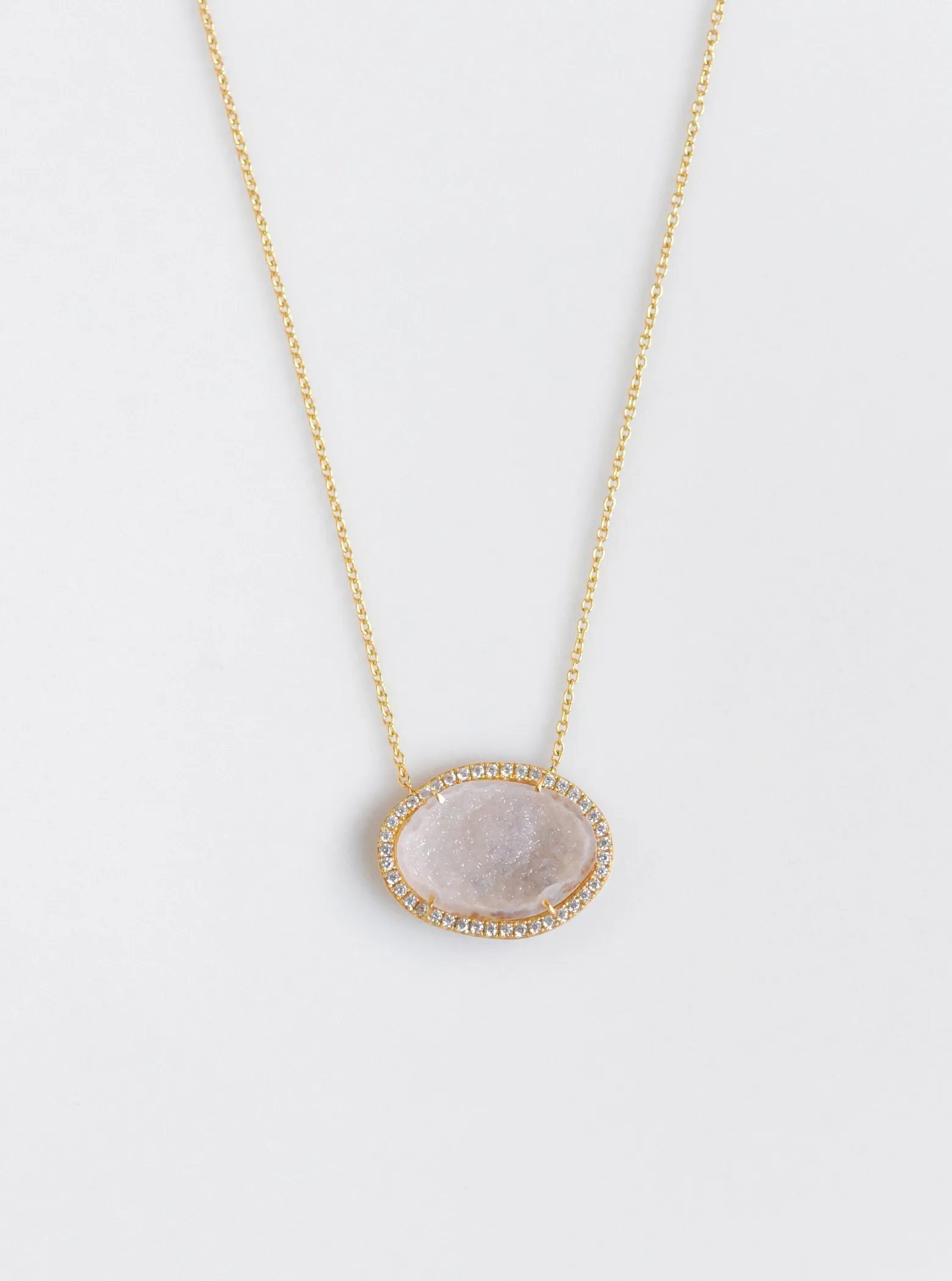 Geode Slice with Cubic Zircon Necklace