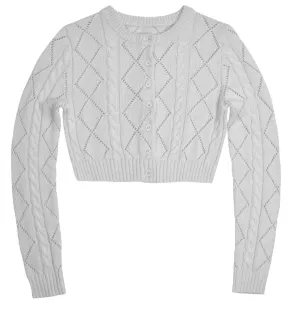 Girl's Claire Cardigan In White