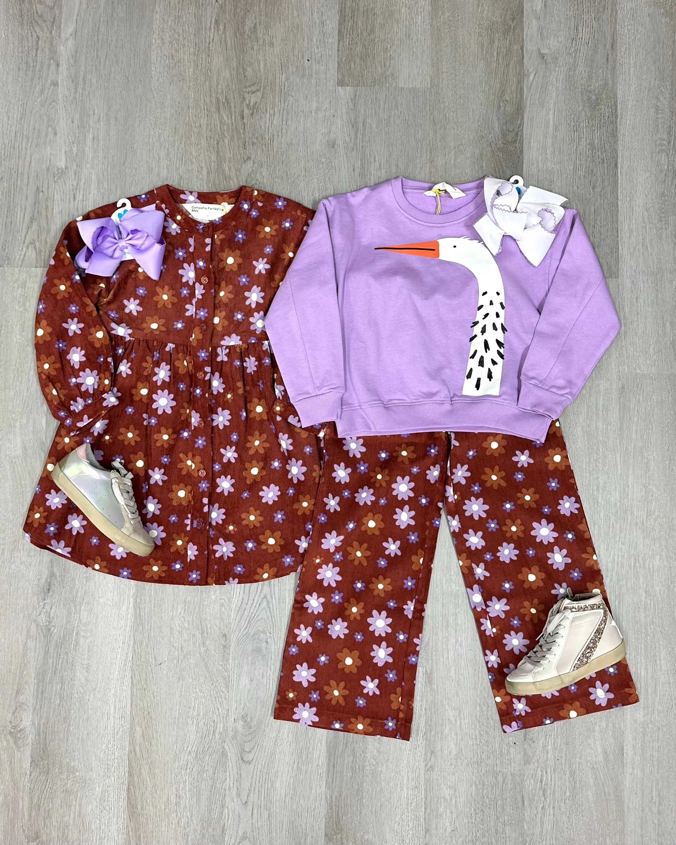 Girls Sweatshirt w/ Heron Print