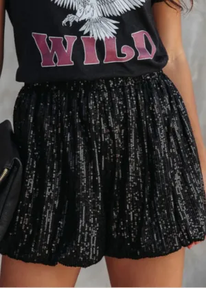 Give Me Sparkle Sequin Shorts Black