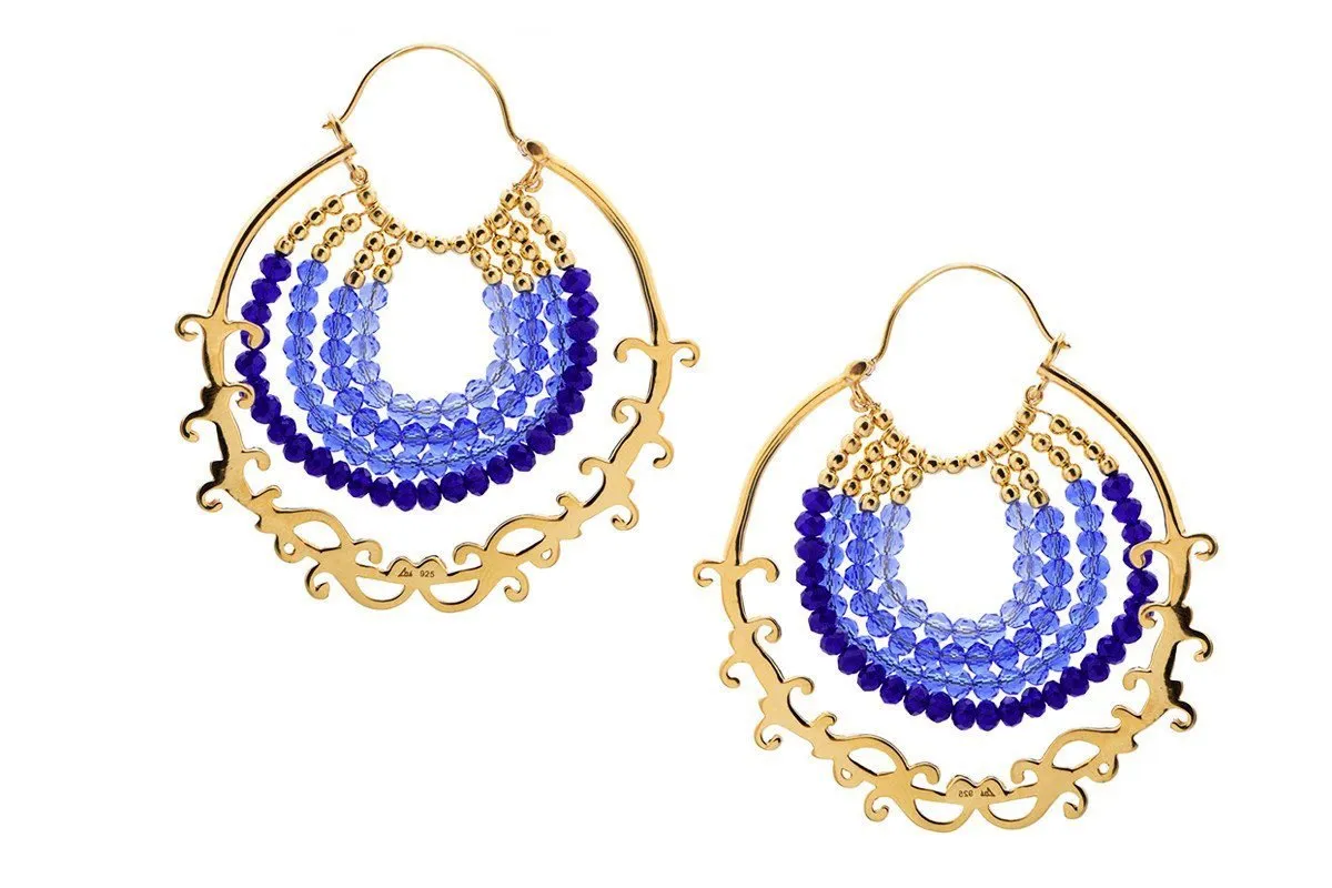 Glamorous, blue ombre' arabesque-inspired hoops