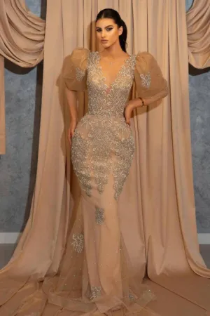 Glamorous Mermaid Prom Gown with Exquisite Beadwork and Lace Appliques