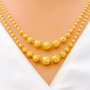 Glamorous Wavy 22k Gold Two Lara Necklace Set