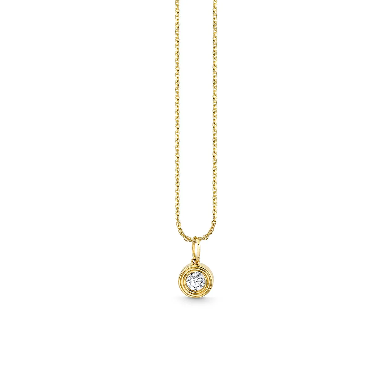 Gold & Diamond Fluted Single Diamond Charm