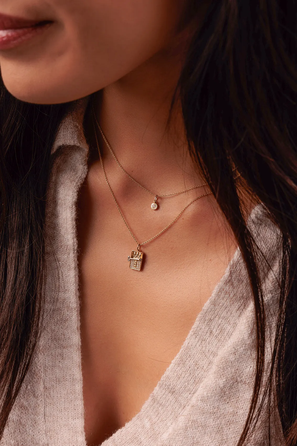 Gold & Diamond Fluted Single Diamond Charm