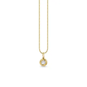 Gold & Diamond Fluted Single Diamond Charm