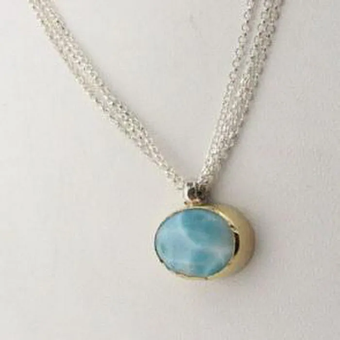 Gold Blue Larimar Earrings 925 Silver 9k Yellow  Handmade Hadar Designers  (I e36Y
