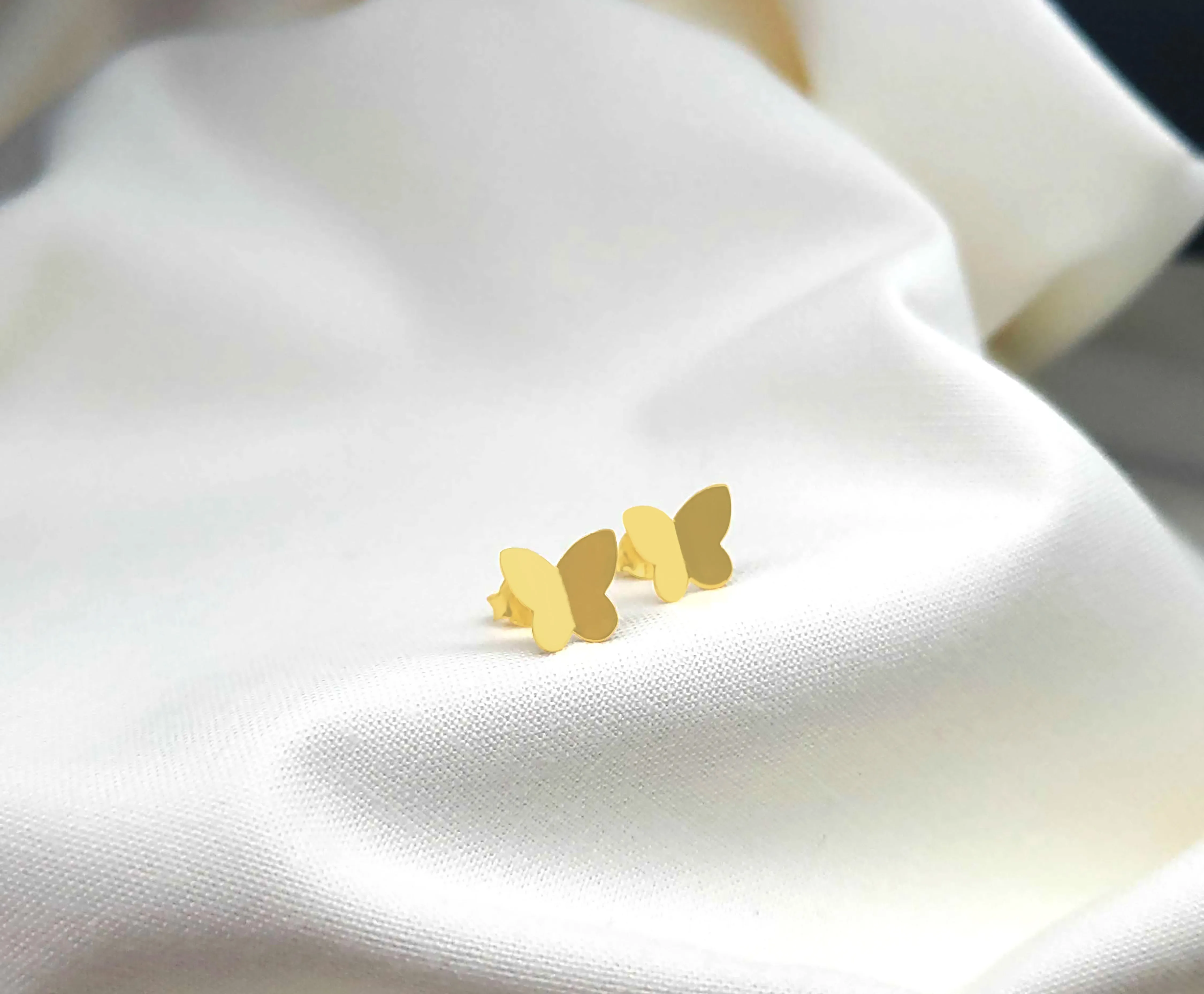 Gold Butterfly Stud Earrings