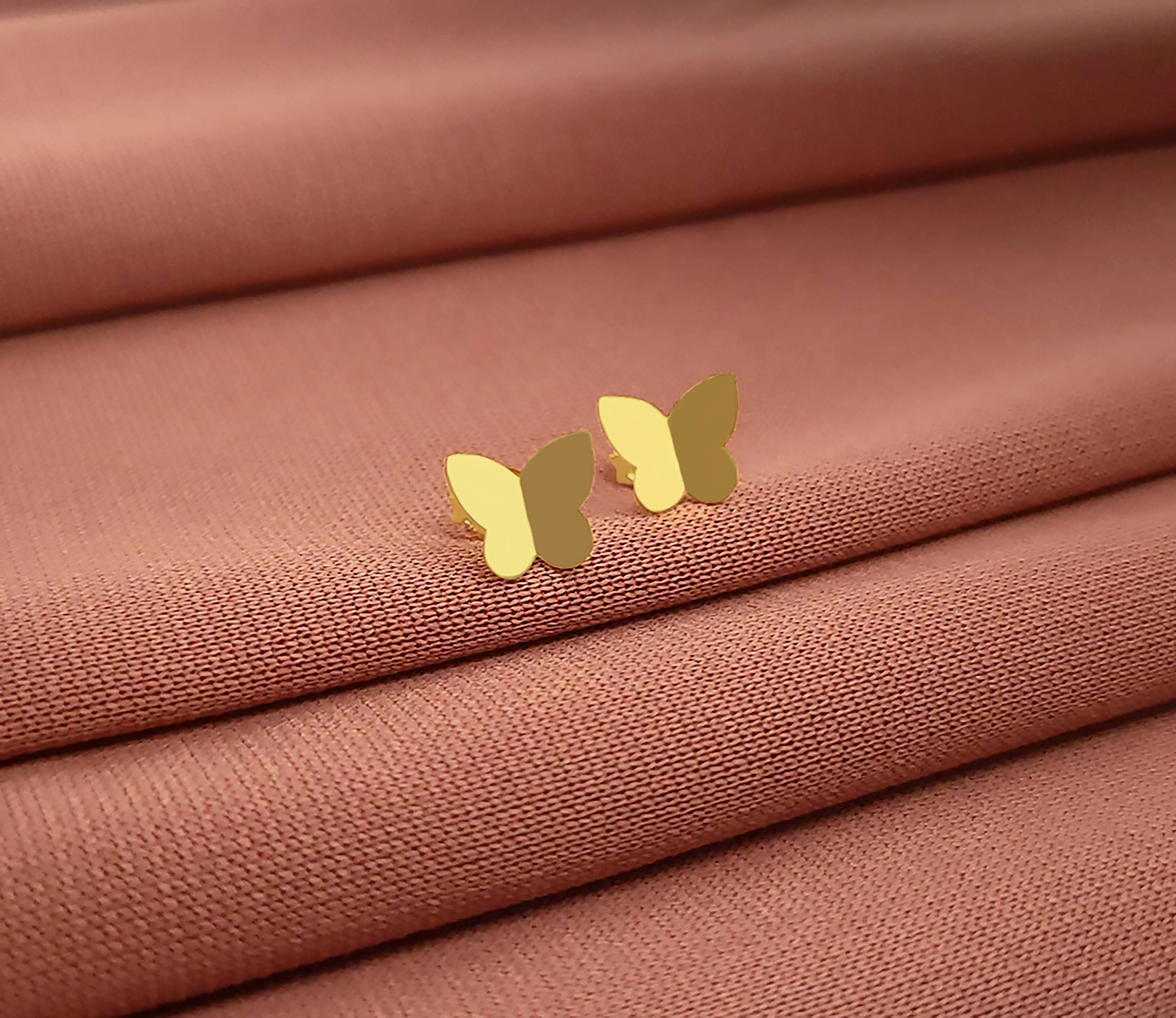 Gold Butterfly Stud Earrings