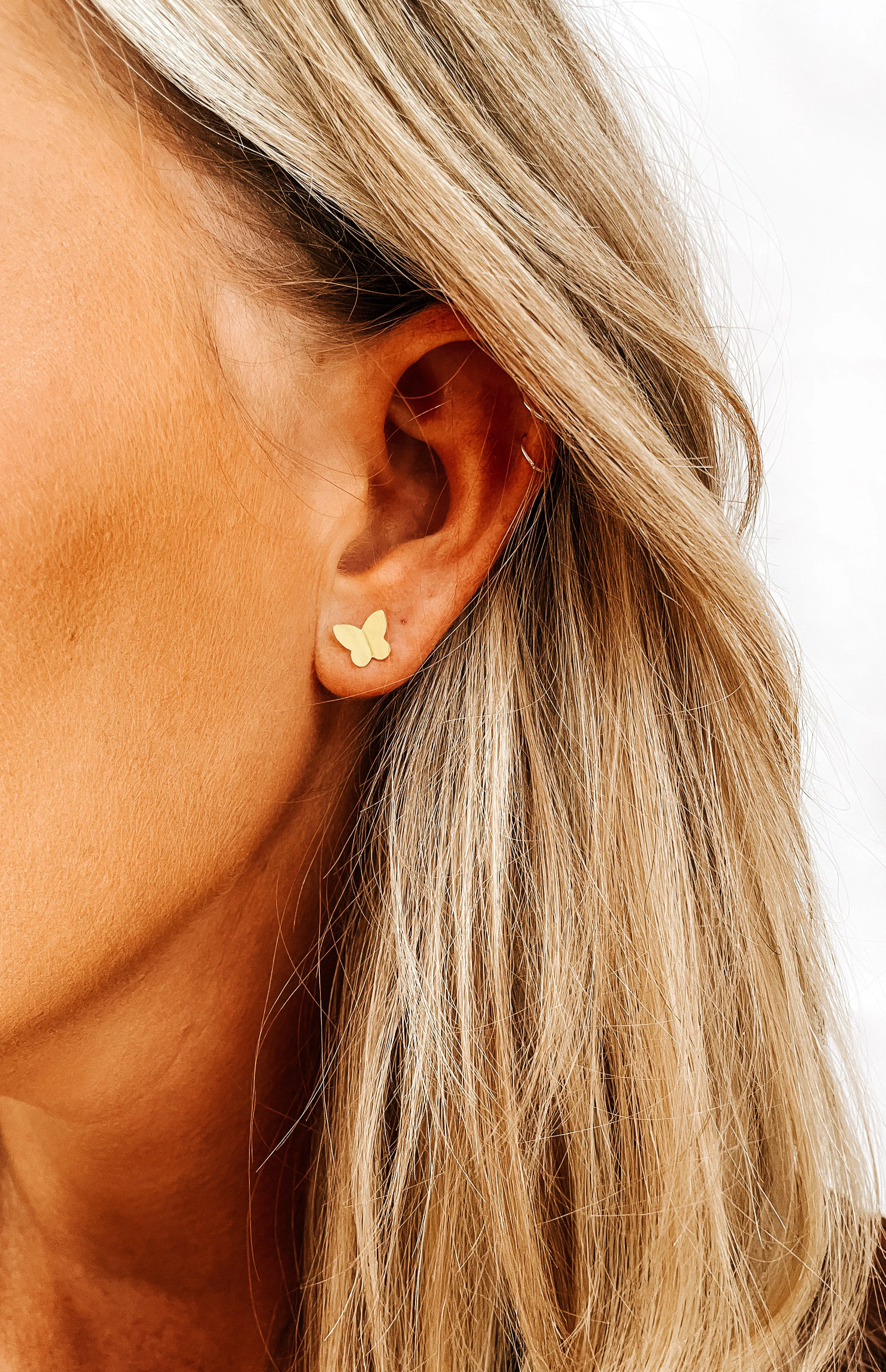 Gold Butterfly Stud Earrings