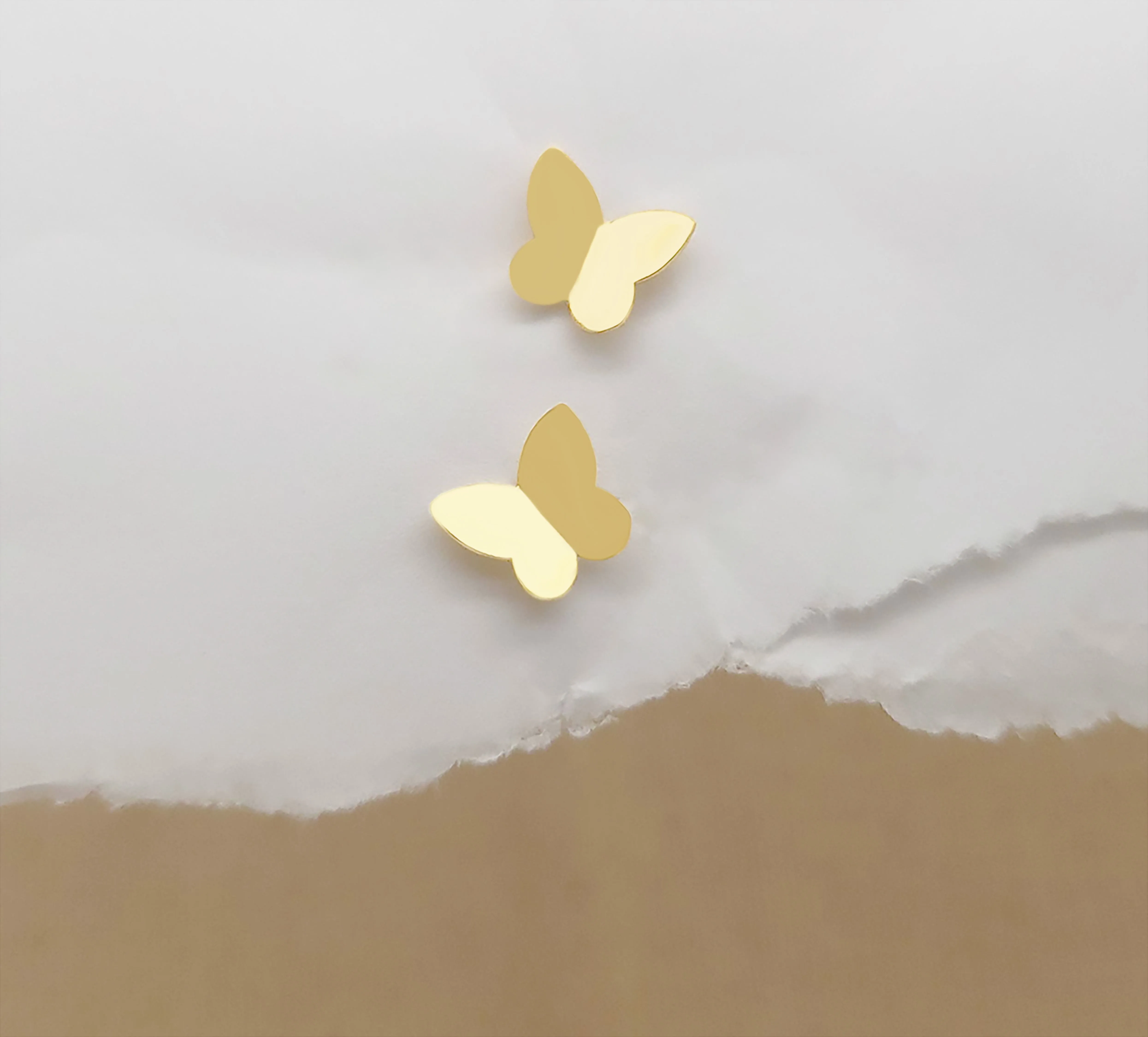Gold Butterfly Stud Earrings