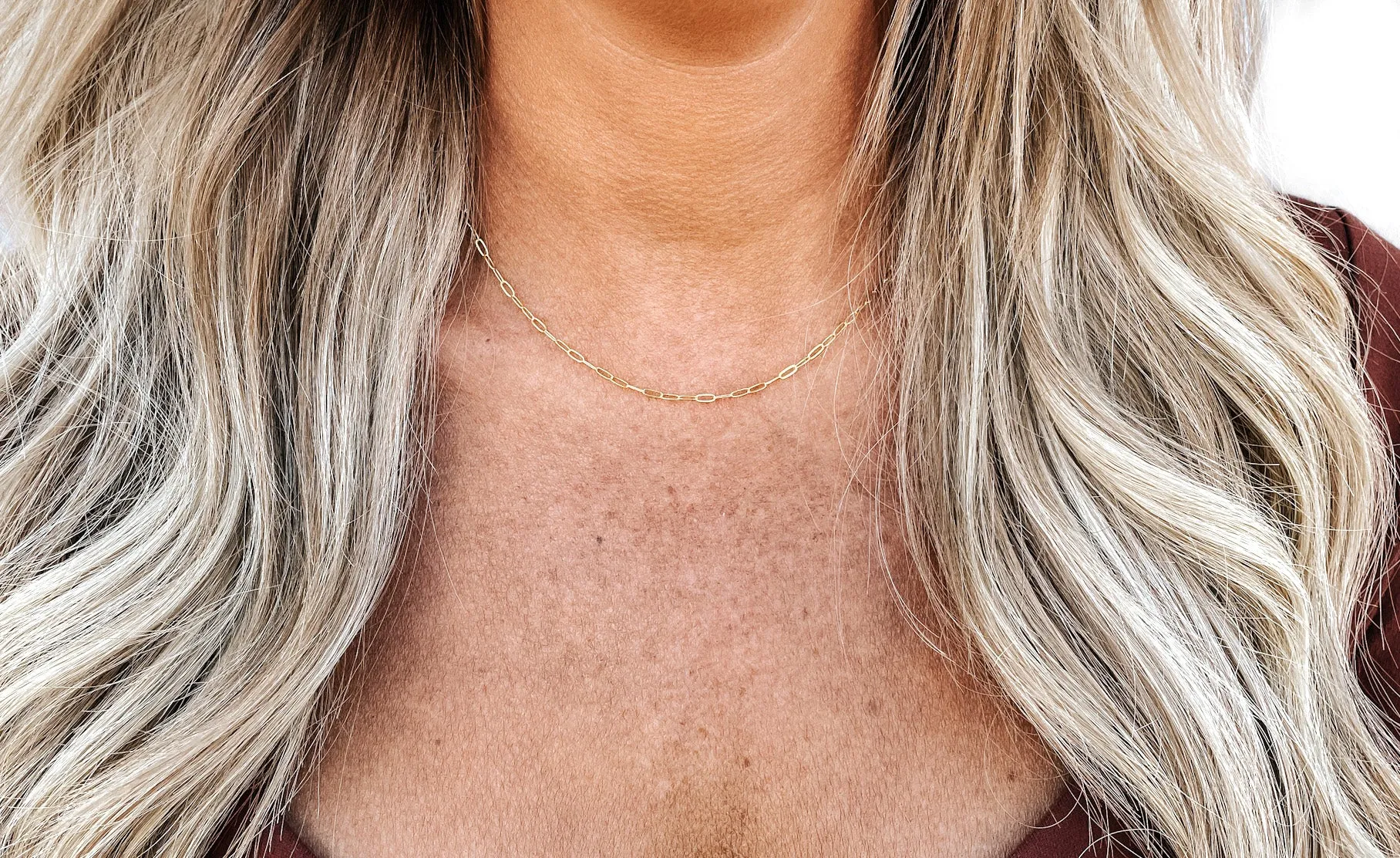 Gold Paperclip Chain Necklace