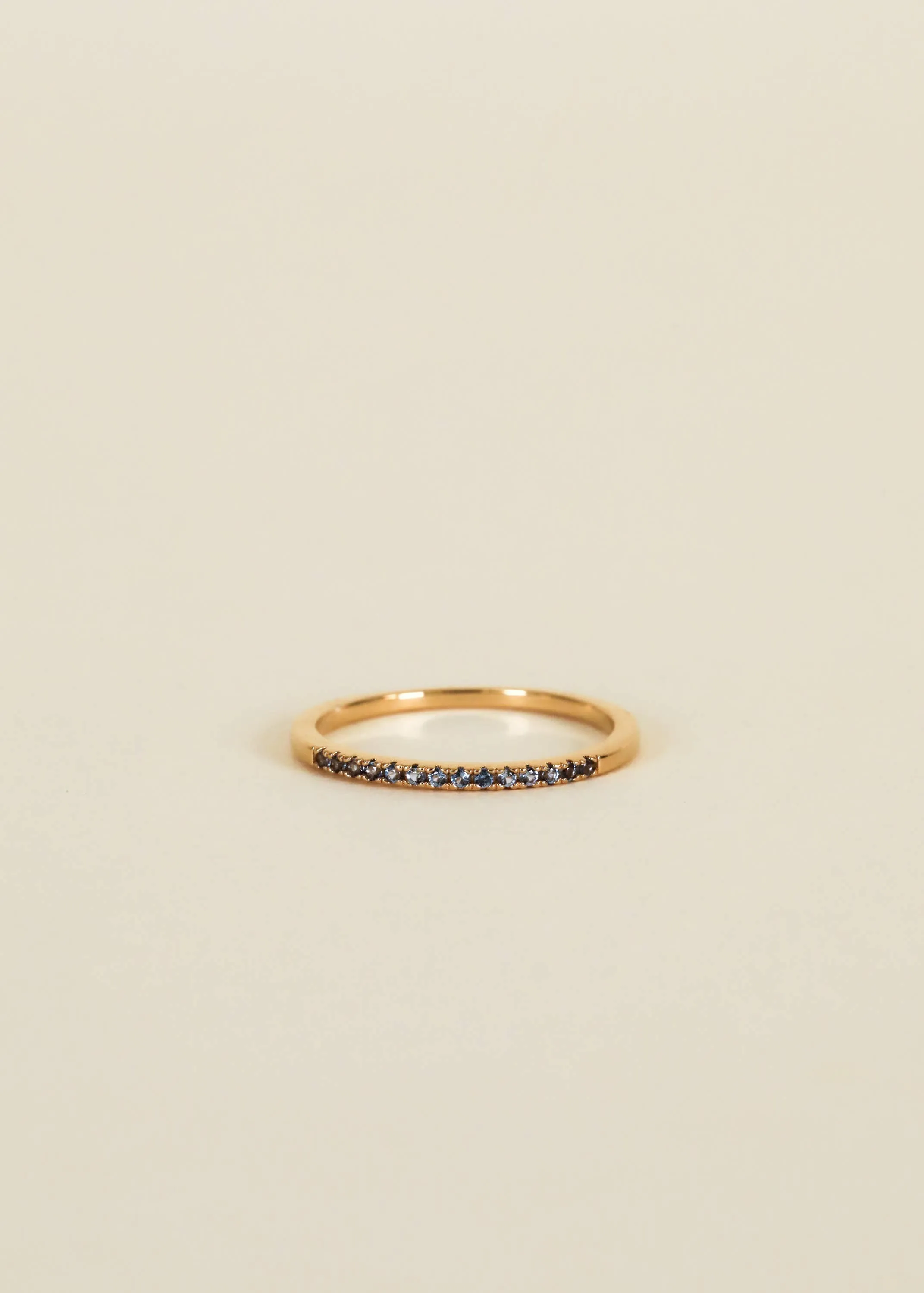 Gold Rings - Half Pave - Aqua CZ: 6