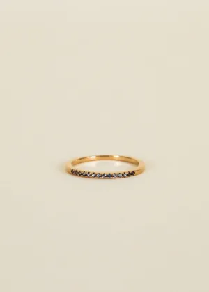 Gold Rings - Half Pave - Aqua CZ: 6