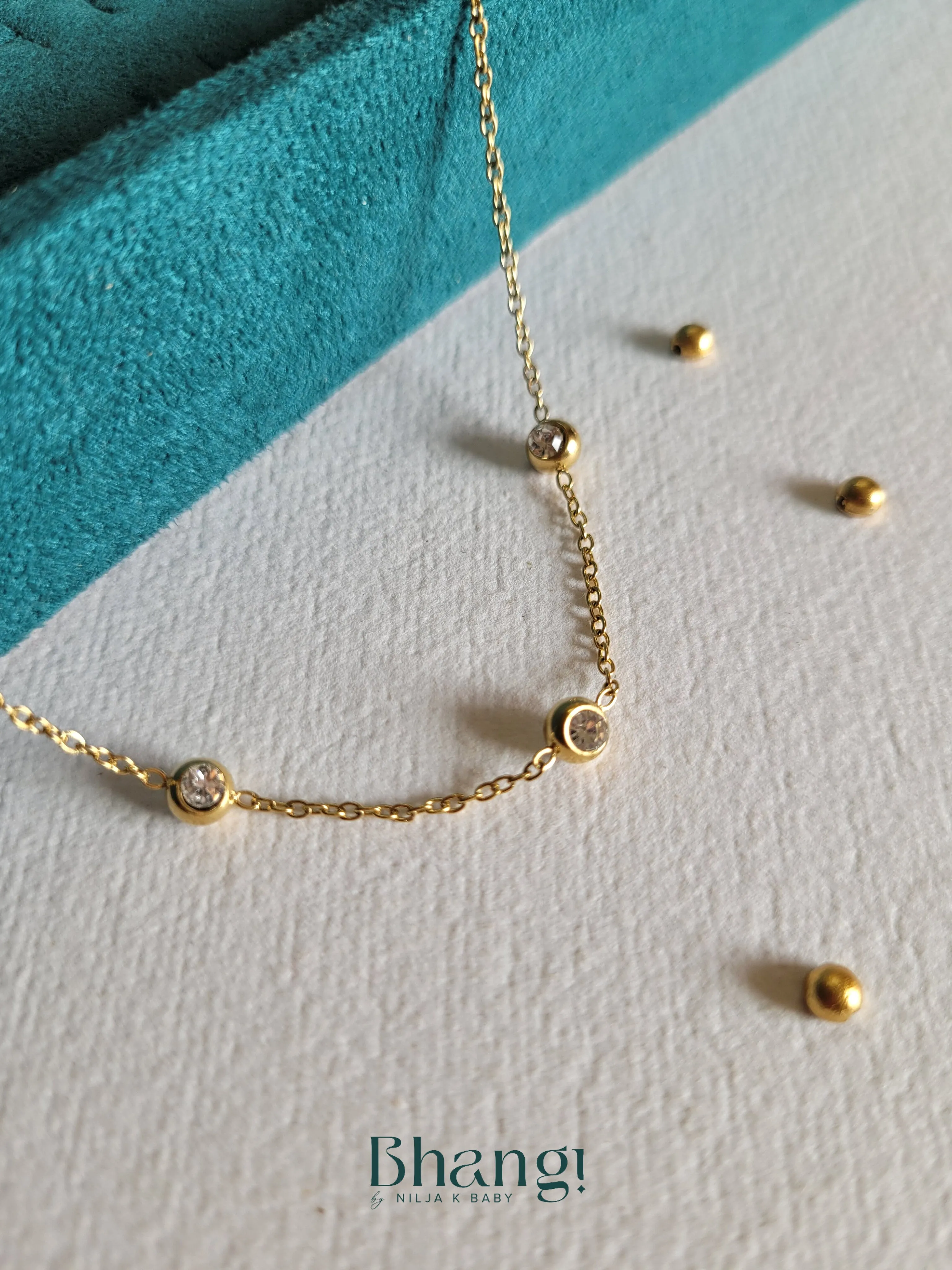 Gold-Tone Delicate Crystal Chain Bracelet