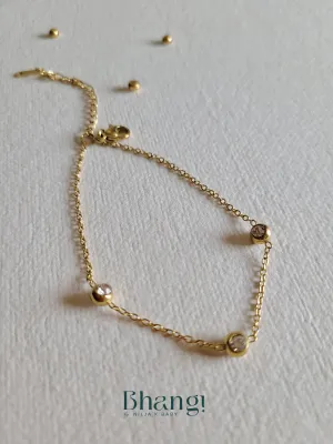 Gold-Tone Delicate Crystal Chain Bracelet