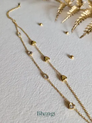 Gold-Tone Heart and Crystal Bracelet