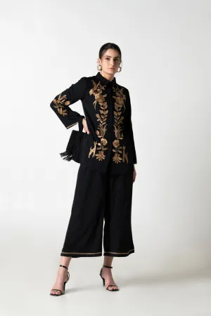 Golden Embroidered Black Co-ord Set