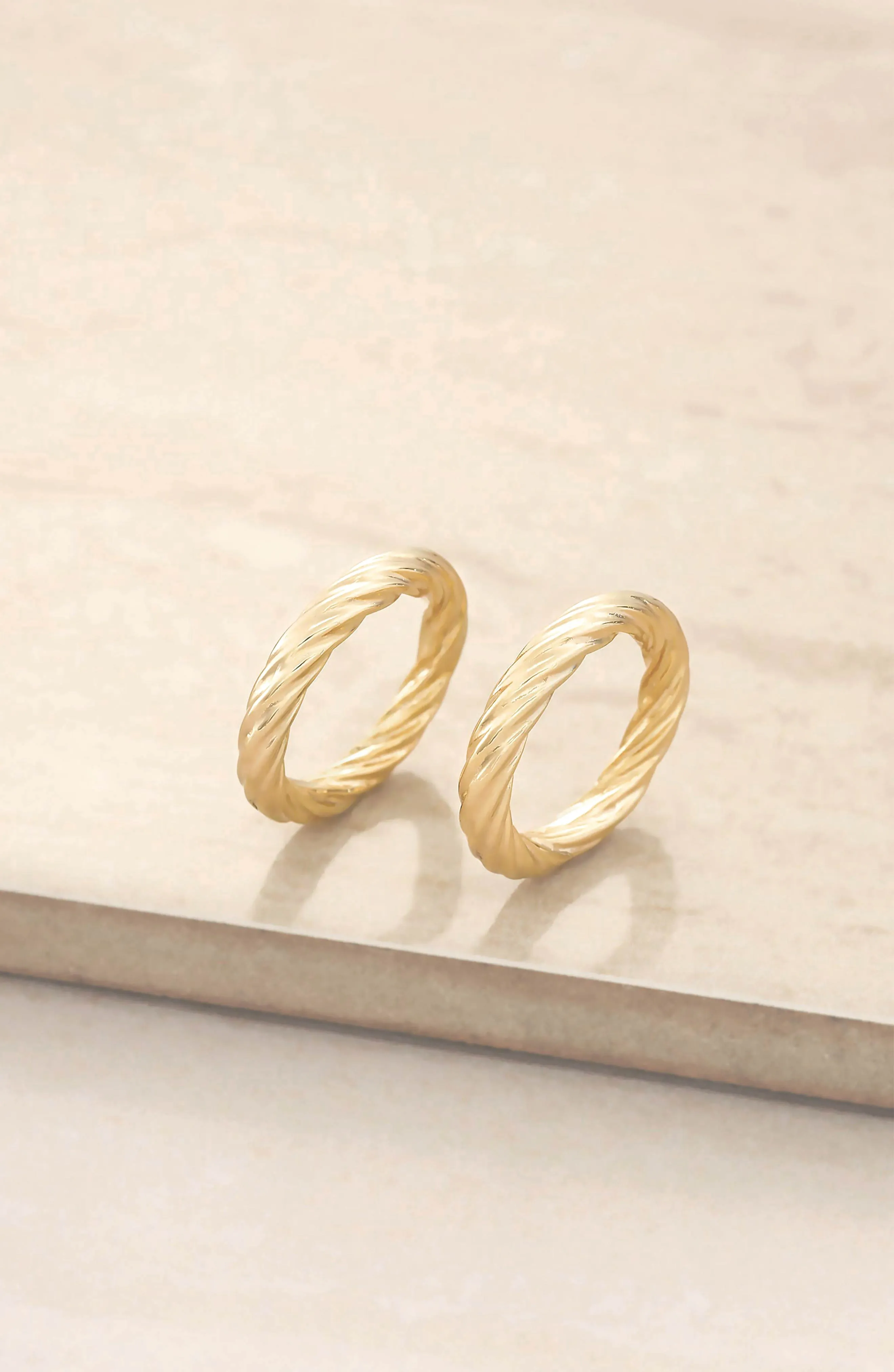 Golden Twists 18k Gold Plated Ring Set of 2