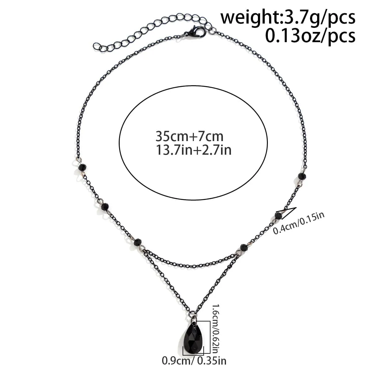 Gothic Rhinestone Waterdrop Pendant Cable Chain Necklace