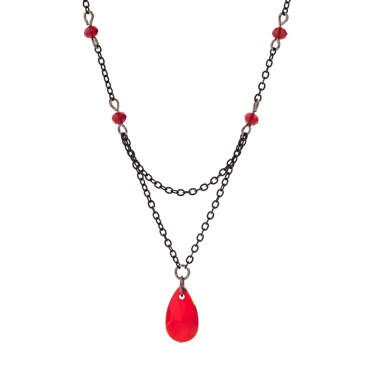 Gothic Rhinestone Waterdrop Pendant Cable Chain Necklace