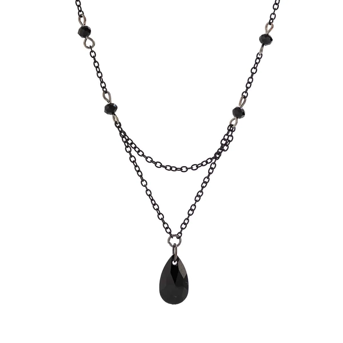 Gothic Rhinestone Waterdrop Pendant Cable Chain Necklace