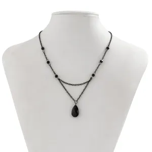 Gothic Rhinestone Waterdrop Pendant Cable Chain Necklace