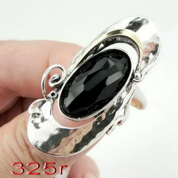 Hadar Designers 9k Yellow Gold 925 Silver Onyx Ring