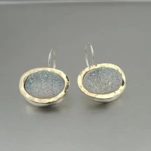 Hadar Designers 9k Yellow Gold 925 Silver Opal Druzy Pendant Handmade (I n250)