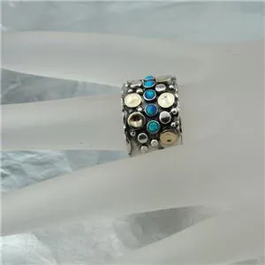 Hadar Designers 9k Yellow Gold 925 Silver Opal Ring 6,7,8,9,10 Handmade (I r487)
