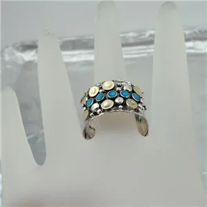 Hadar Designers 9k Yellow Gold 925 Silver Opal Ring 6,7,8,9,10 Handmade (I r487)