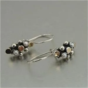 Hadar Designers 9k Yellow Gold 925 Silver White Pearl Earrings Handmade (I e440)