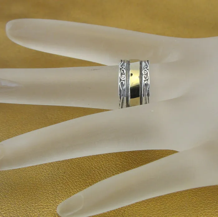 Hadar Designers 9k Yellow Gold 925 Sterling Silver Ring 8/5, 9 Handmade (H) SALE
