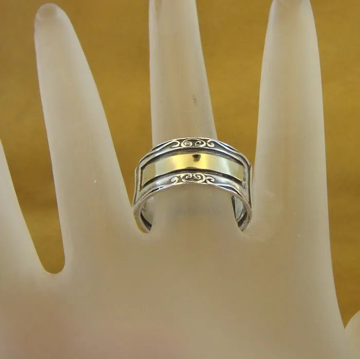 Hadar Designers 9k Yellow Gold 925 Sterling Silver Ring 8/5, 9 Handmade (H) SALE