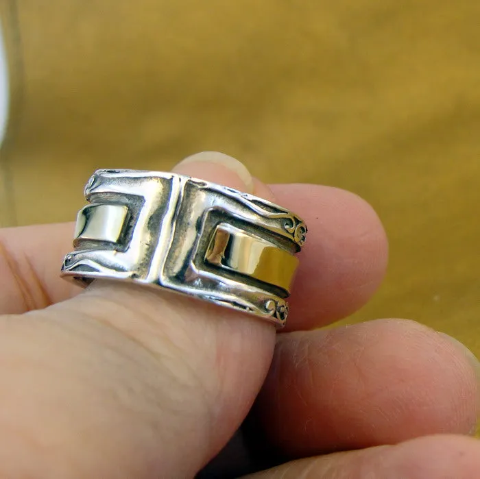 Hadar Designers 9k Yellow Gold 925 Sterling Silver Ring 8/5, 9 Handmade (H) SALE