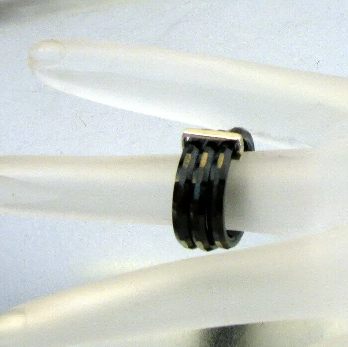 Hadar Designers 9k yellow Gold Black Ceramic Triple Ring (I r886)