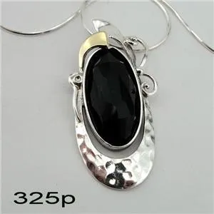 Hadar Designers 9k Yellow Gold Sterling Silver Black Onyx Earrings Handmade (MS