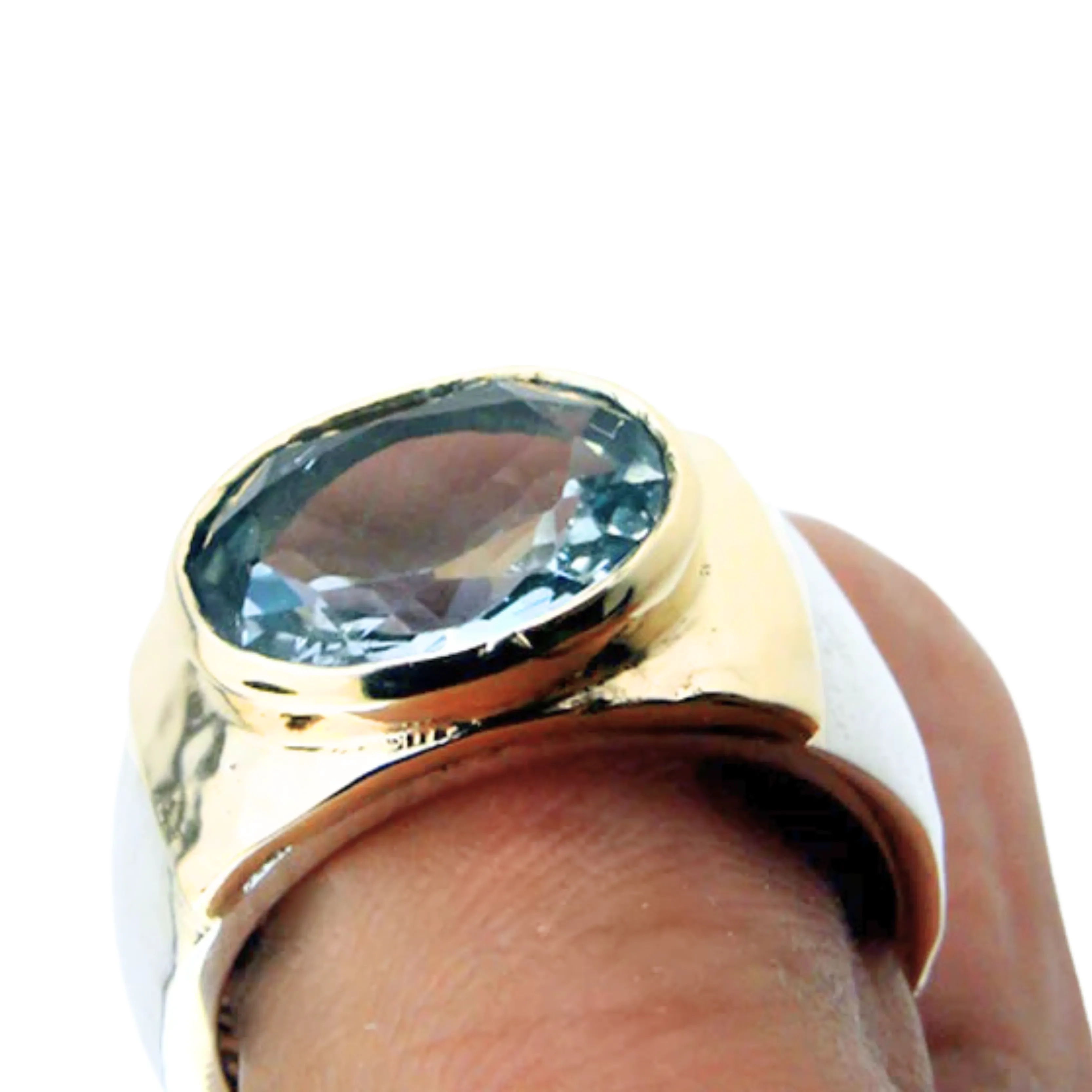 Hadar Designers 9k Yellow Gold Sterling Silver Blue Topaz Ring  (I R64)