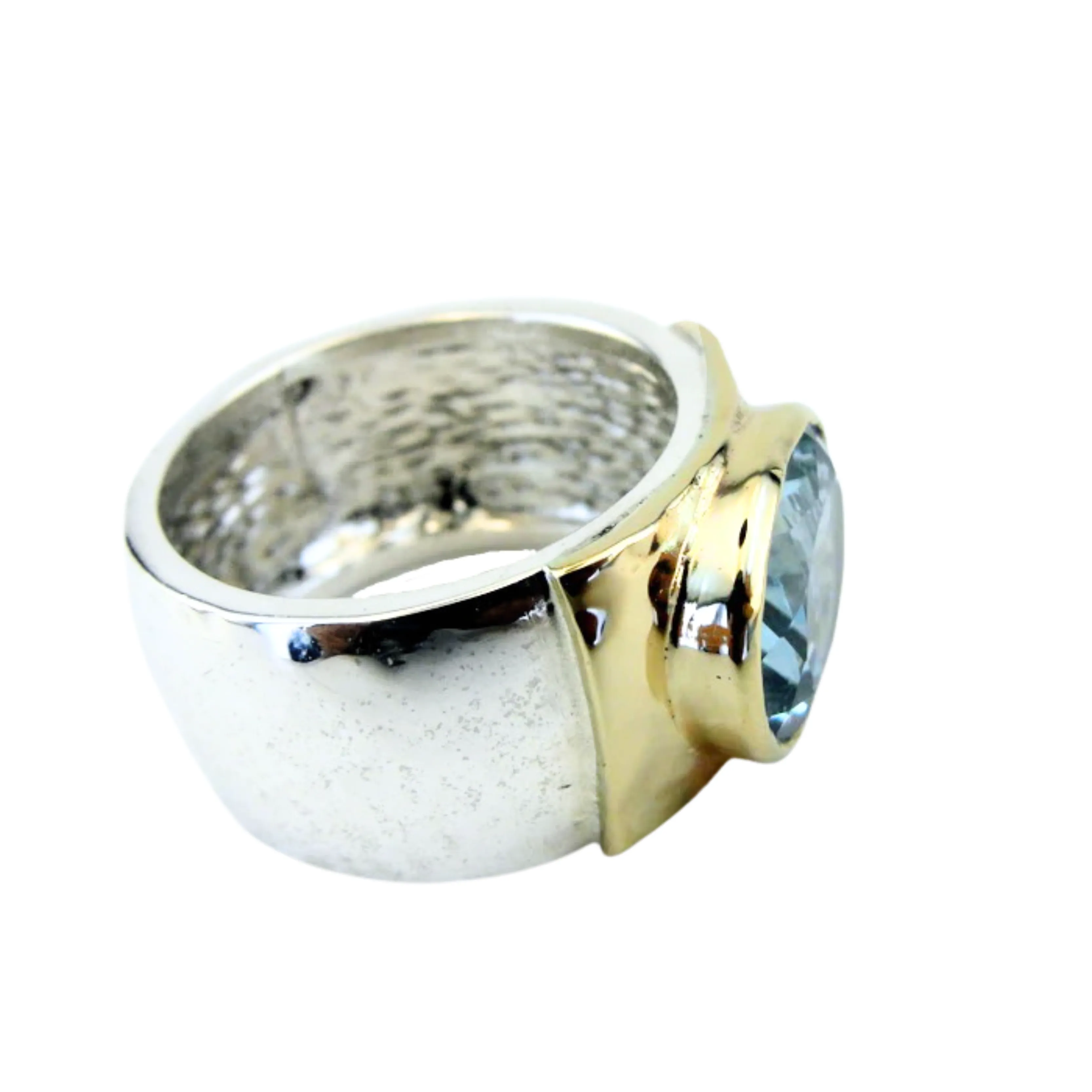 Hadar Designers 9k Yellow Gold Sterling Silver Blue Topaz Ring  (I R64)