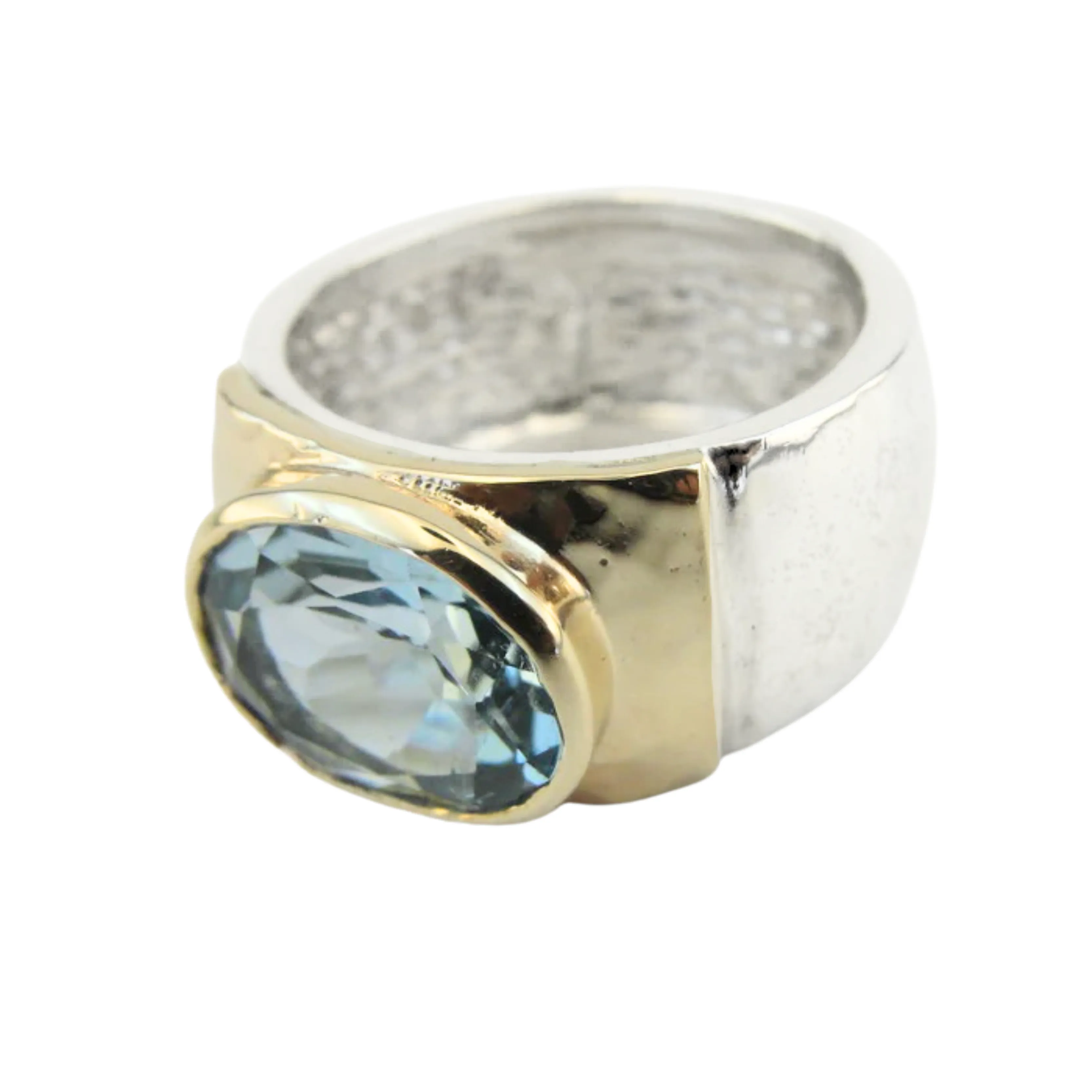 Hadar Designers 9k Yellow Gold Sterling Silver Blue Topaz Ring  (I R64)