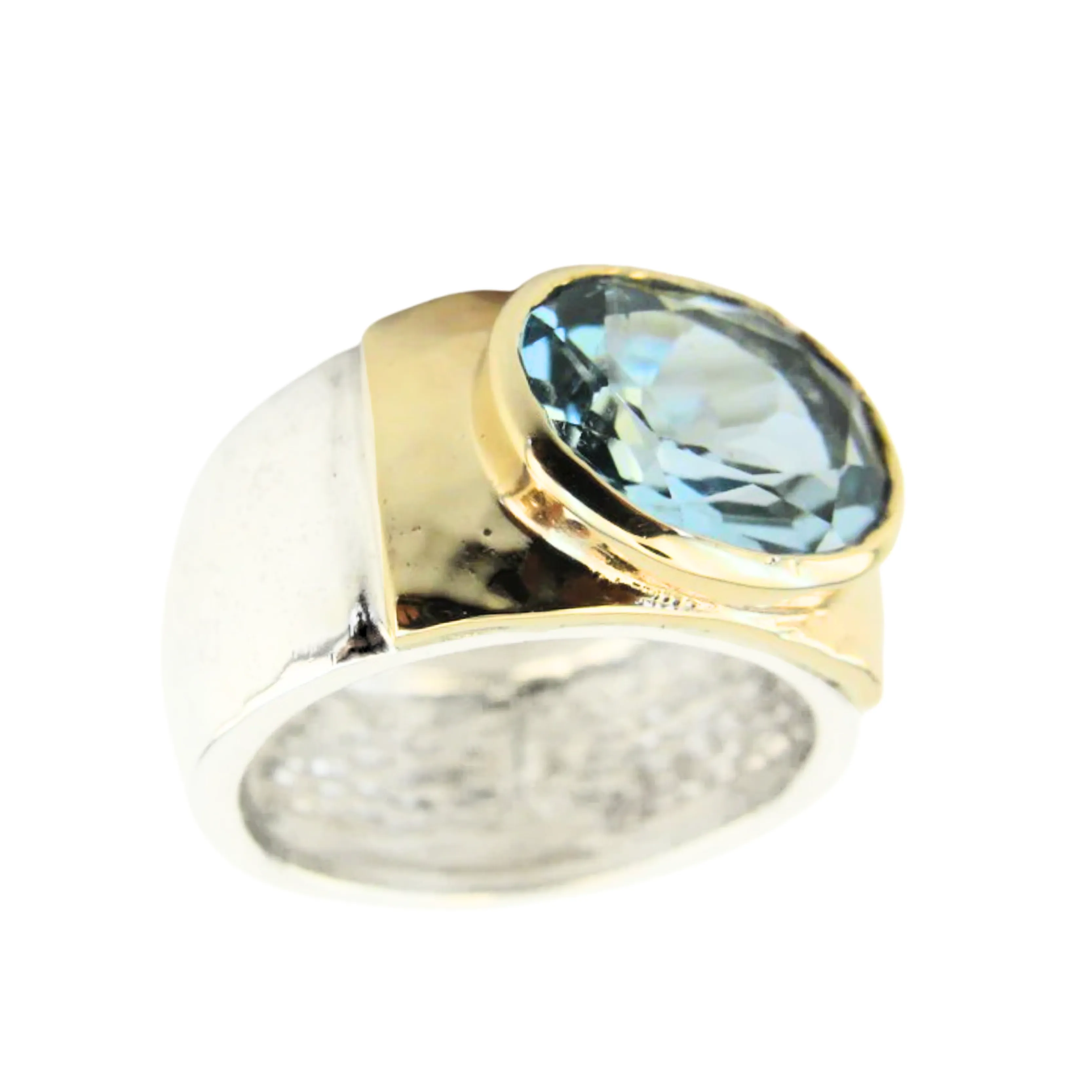Hadar Designers 9k Yellow Gold Sterling Silver Blue Topaz Ring  (I R64)