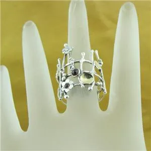 Hadar Designers 9k Yellow Gold Sterling Silver Garnet Ring, Handmade (ms