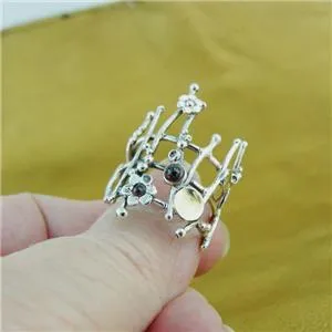 Hadar Designers 9k Yellow Gold Sterling Silver Garnet Ring, Handmade (ms