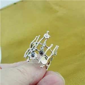 Hadar Designers 9k Yellow Gold Sterling Silver Garnet Ring, Handmade (ms
