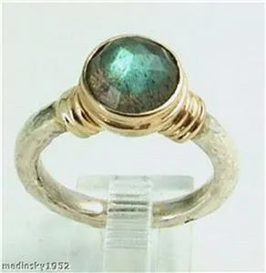Hadar Designers 9k yellow Gold Sterling Silver Labradorite Ring  (I r104)