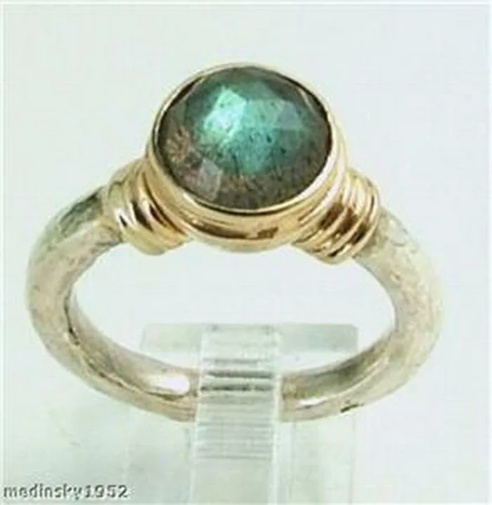 Hadar Designers 9k yellow Gold Sterling Silver Labradorite Ring  (I r104)