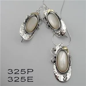Hadar Designers 9k Yellow Gold Sterling Silver MOP Pearl Earrings Handmade (MS