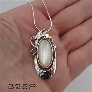 Hadar Designers 9k Yellow Gold Sterling Silver MOP Pearl Earrings Handmade (MS
